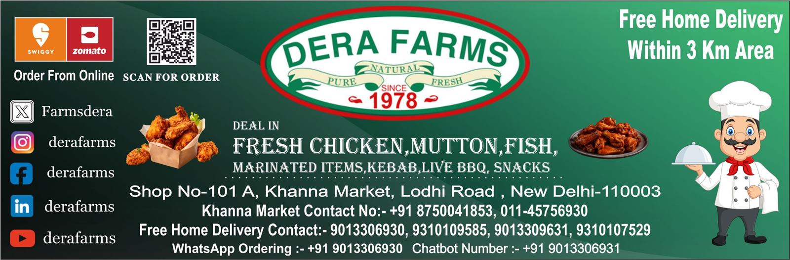 DERA FARMS (Mutton & Chicken Shop in Khanna Market)